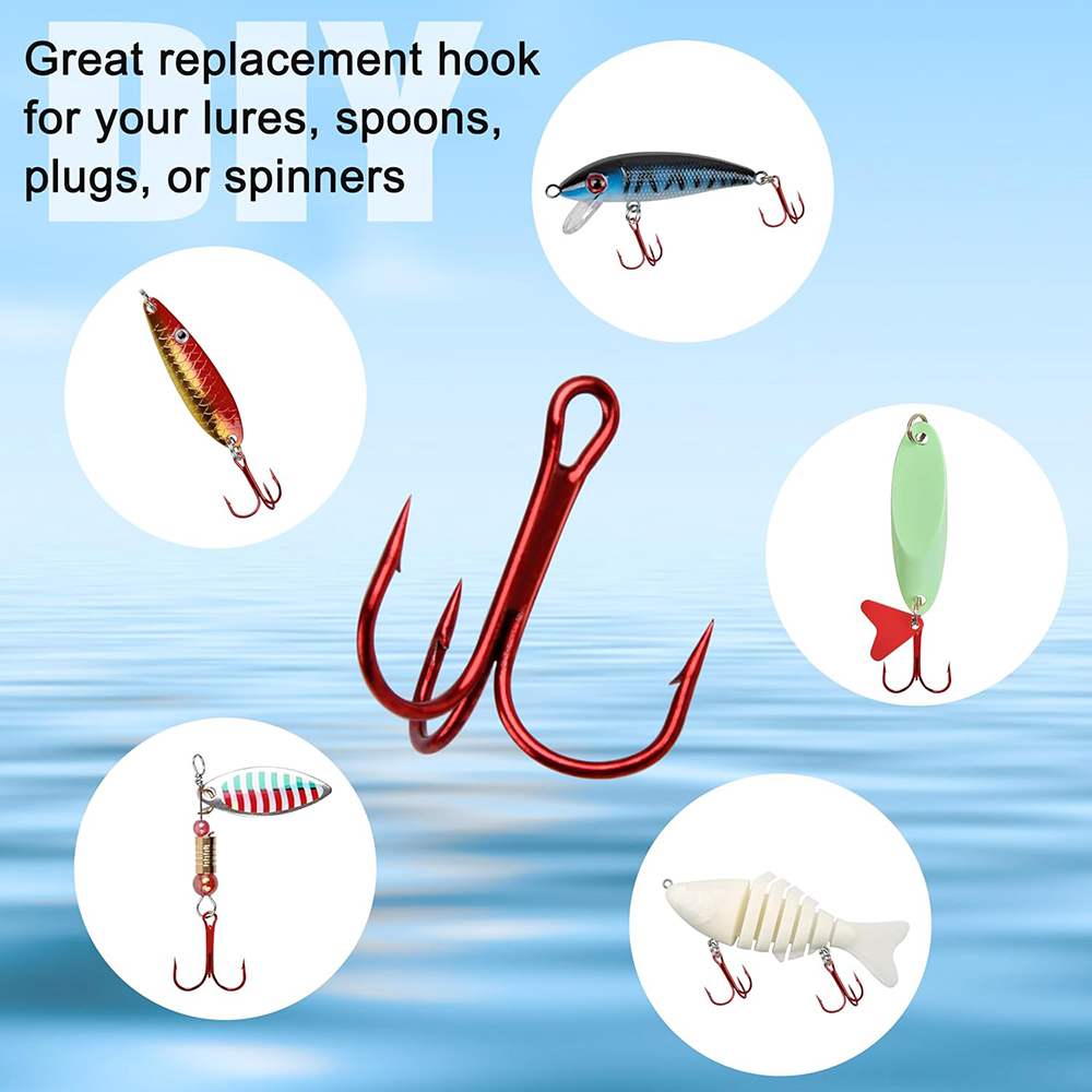200pcs Red Treble Fishing Hook - Fishing Equipment Shop review and price